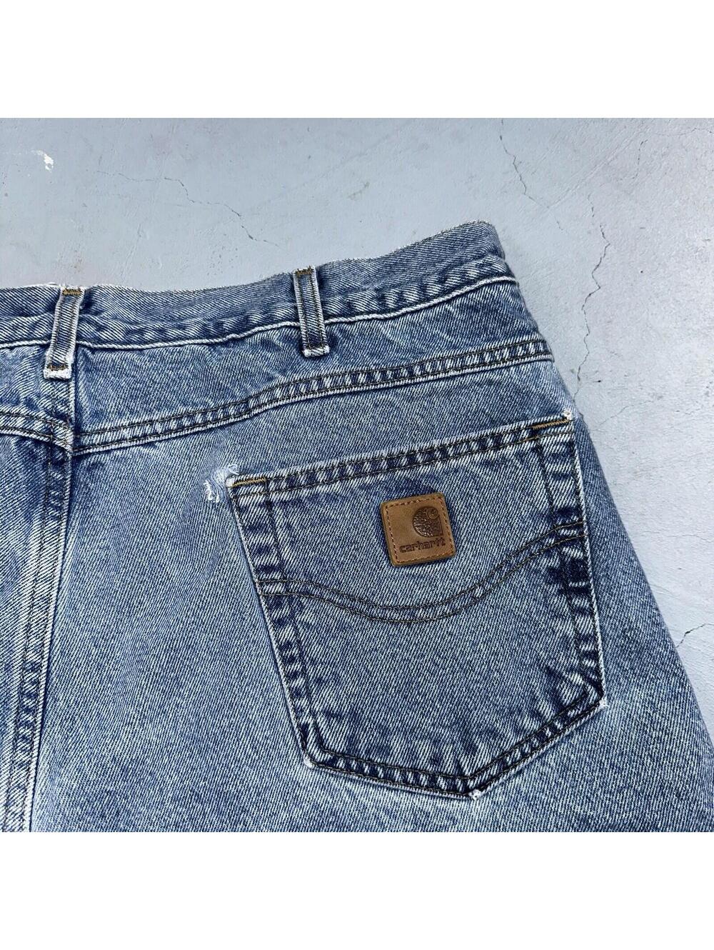 Carhartt Jeans Mens 38x32 Blue Denim Flannel Lined Relaxed Fit Chore Workwear - Picture 15 of 16